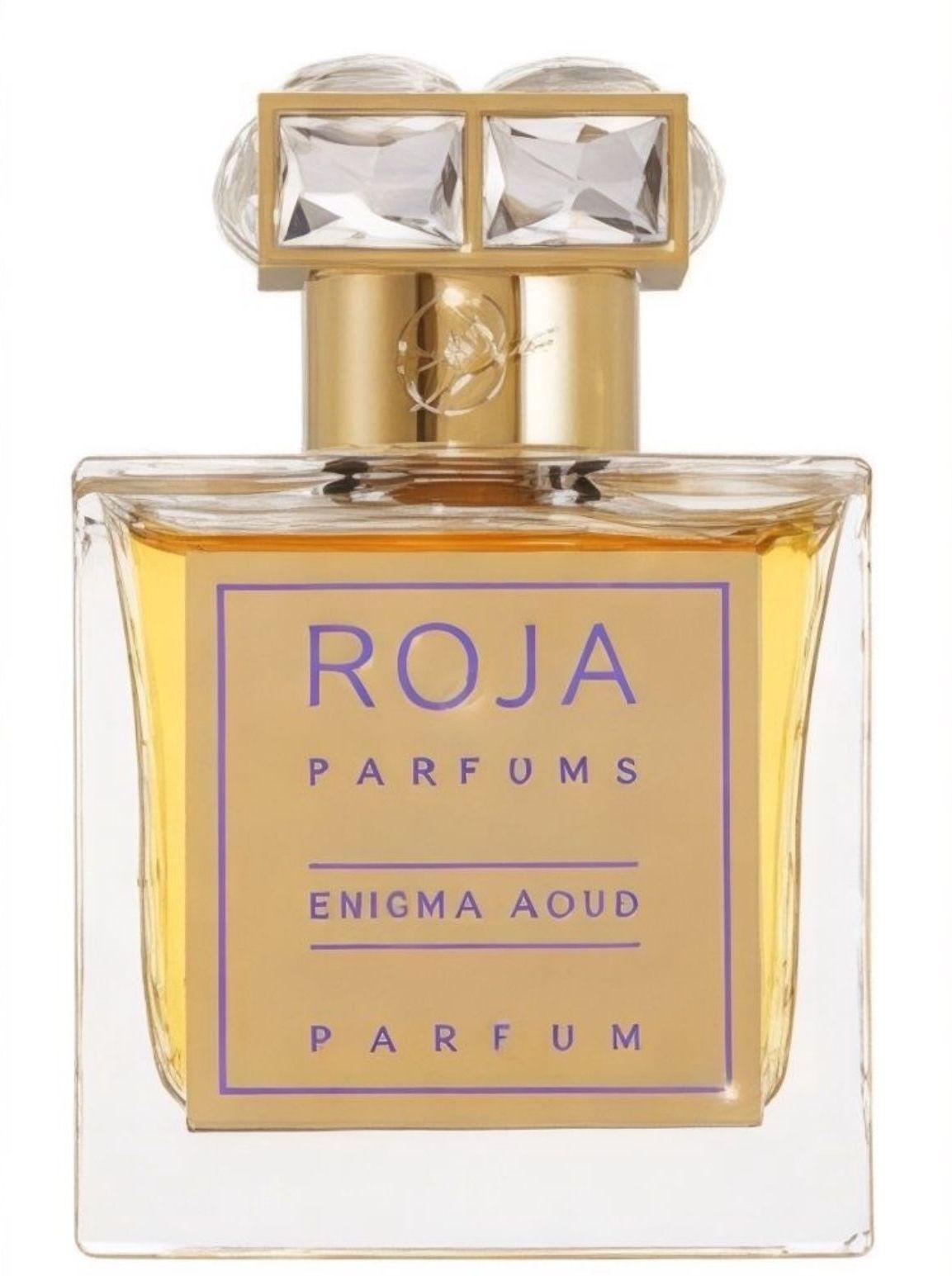 בקבוק בושם אניגמה אוד של חברת רוזה דאב בעיצוב יוקרתי ומוזהב- דוגמיות למכירה