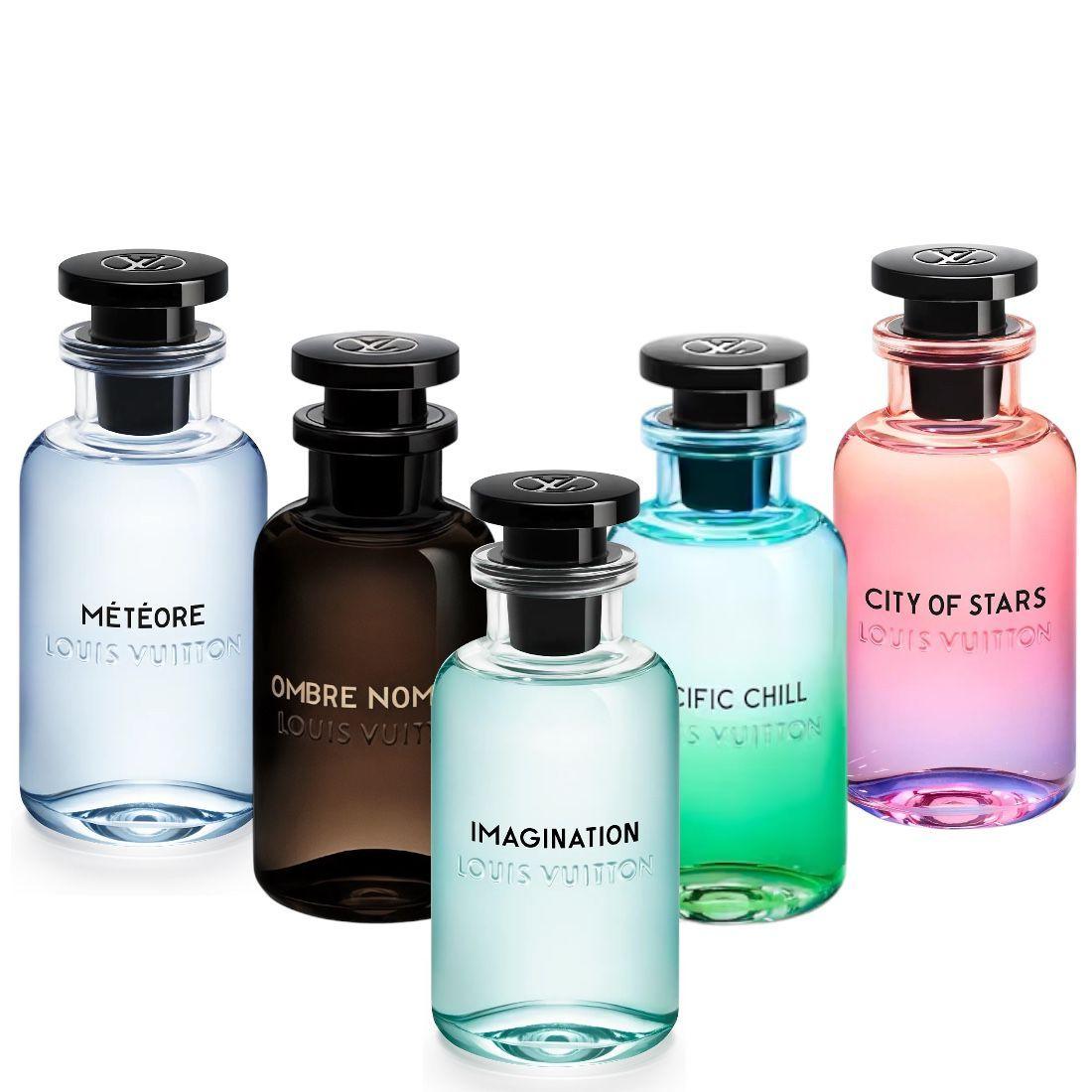 מארז דוגמיות של בושם לואי ויטון – כולל בשמי היוקרה Meteore , Pacific Chill, Imagination, Ombre Nomade ו-City of Stars – זמין באתר Profumez